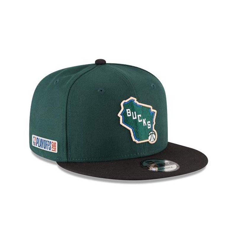 NBA Milwaukee Bucks Playoff Side Patch 9Fifty Snapback (PEZ1314) - Yellow New Era Caps